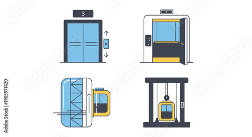 Elevator Line art color filled modern design