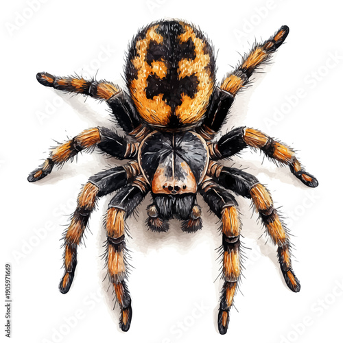 watercolor of Pet Tarantula illustration, isolated on a white background.