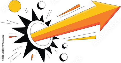 Dynamic Speed Arrow with Bright Starburst Effect for Rapid Growth and Business Achievement Promotional Graphics, Vector Illustration