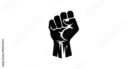 Raised fist symbol on white background