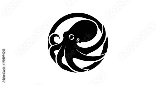 Octopus silhouette in a circle design