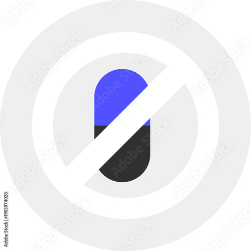 Drug Prohibition Icon with Capsule