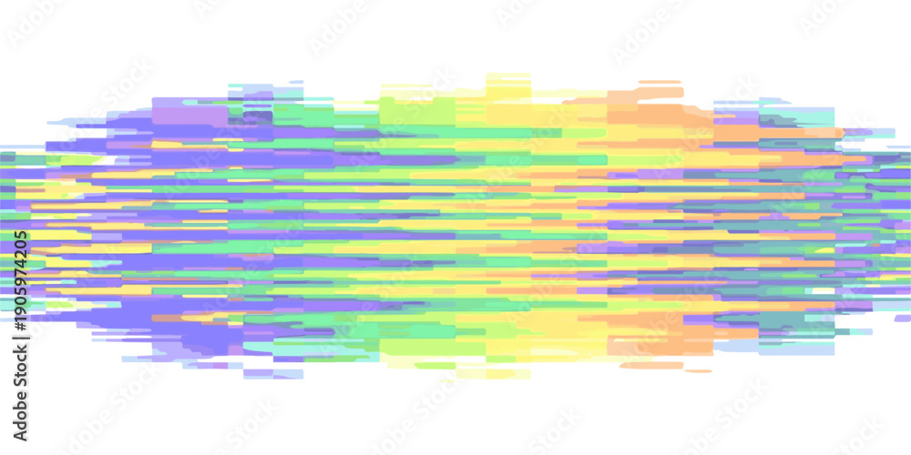 Fototapeta premium Abstract colorful glitch effect background with horizontal lines and pastel color palette, modern digital art illustration