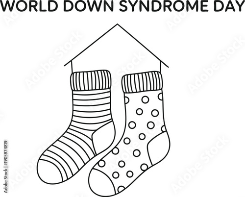 Awareness illustration for world down syndrome day featuring colorful socks
