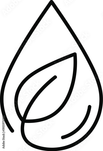Eco-friendly water droplet with leaf symbol representing sustainability and nature