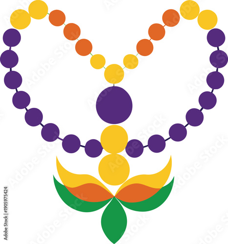 Buddhist Prayer Beads on White Background