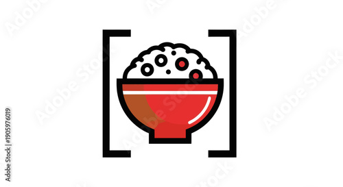 Rice bowl graphic on white background