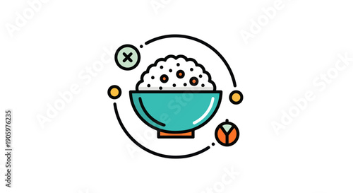Rice bowl icon on white background