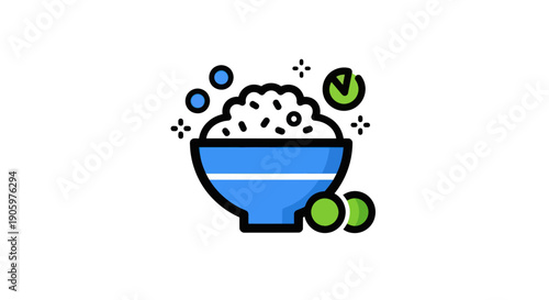 Rice bowl icon on white background