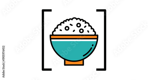 Rice bowl icon on white background