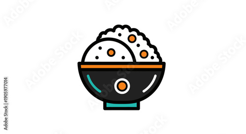 Rice bowl illustration on white background