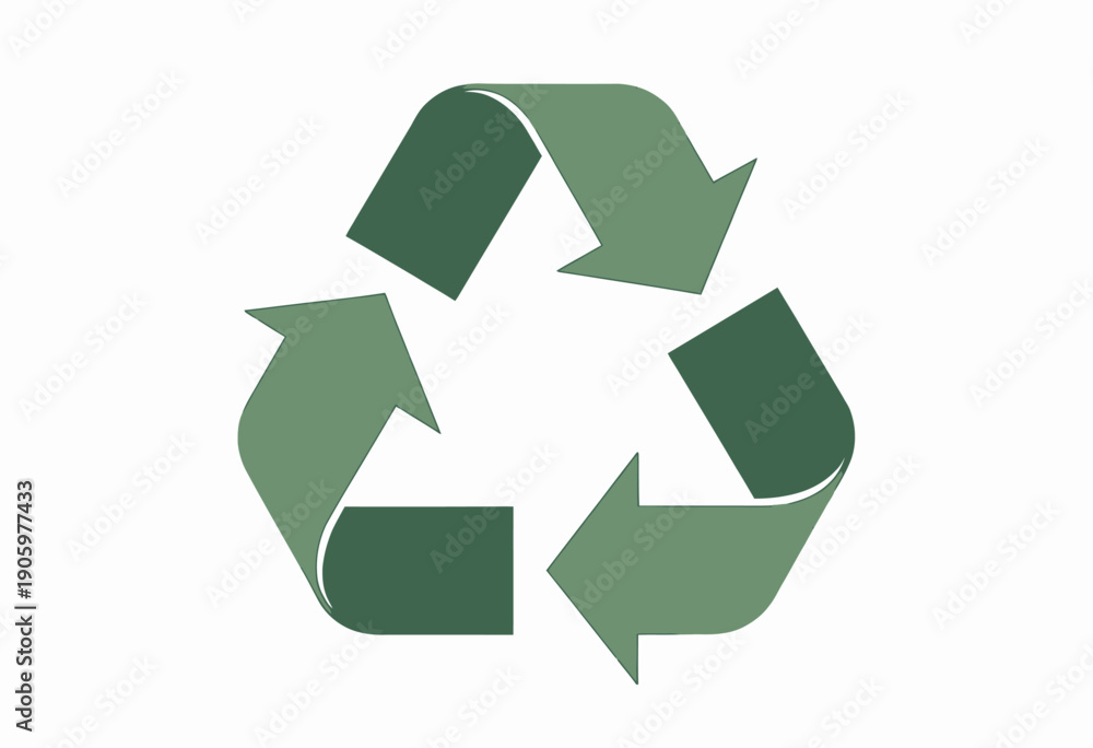 Fototapeta premium Three Green Arrows Forming a Circular Loop Signifying the Universal Symbol for Recycling and Environmental Sustainability Efforts