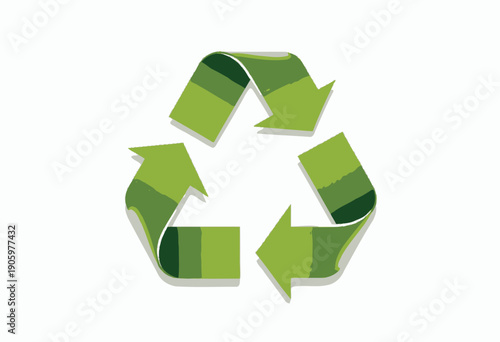 Green Recycling Triangle Symbol with Three Interconnected Arrows Signifying Sustainability, Environmental Conservation, and Responsible Waste Management Practices