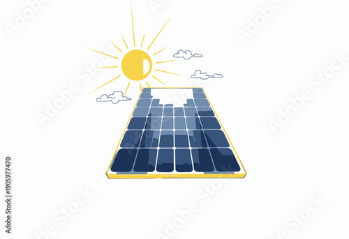 Illustration of a solar panel absorbing sunlight, highlighting renewable energy potential and sustainable technology for environmentally friendly power generation