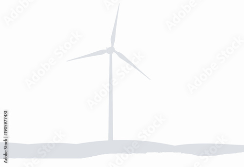 Solitary Wind Turbine Generating Renewable Energy Amidst Minimalist Snowy Landscape Under Clear Sky