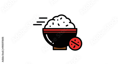 Rice bowl with discount icon illustration