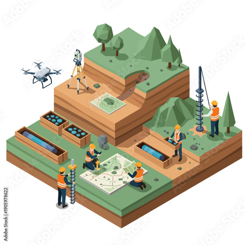 Engineers Surveying Land with Drone Technology.