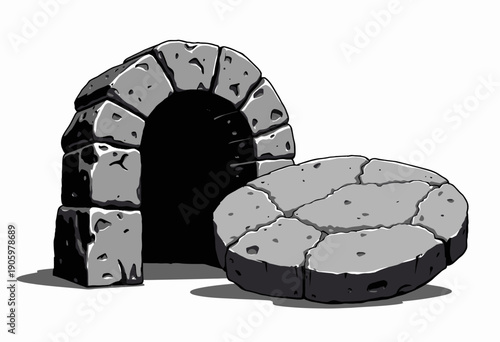 Ancient Circular Stone Structure with Opening and Detachable Round Cover Reflecting Archaeological Architectural Significance