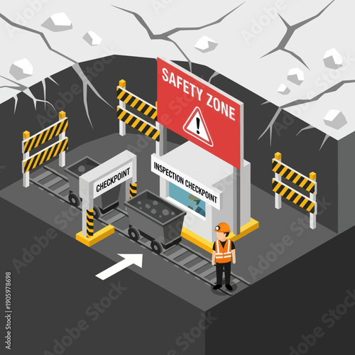 Construction Worker in Safety Zone Area.