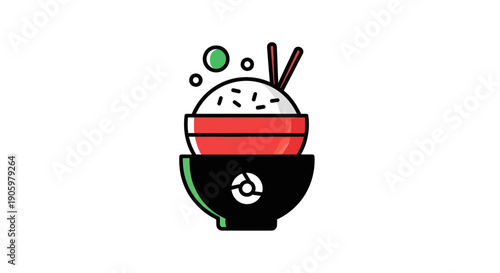 Rice bowl graphic illustration