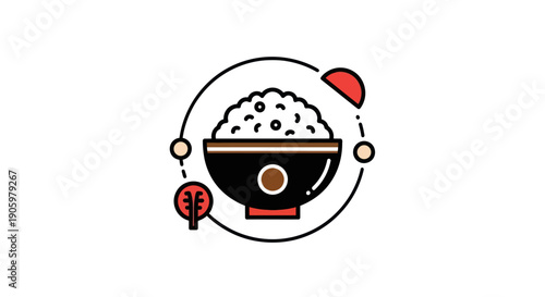 Rice bowl graphic illustration