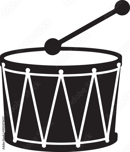 Drum with Mallet Isolated on White Background