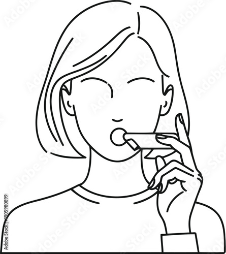 A person thoughtfully biting their fingernail in a contemplative pose