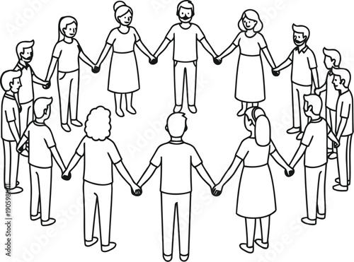 Diverse group of people forming a collaborative and interconnected network.