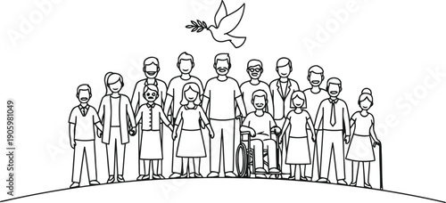 A diverse group of people gathered together in a unified and supportive manner