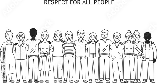 Diverse group of people standing together in unity and collaboration