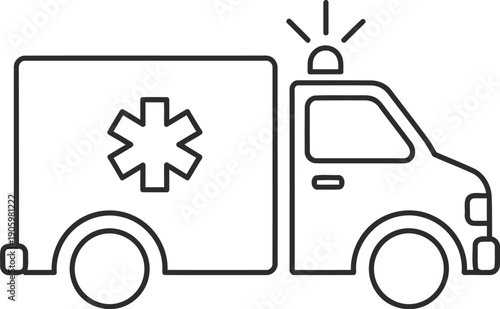 Ambulance vehicle equipped with emergency medical services symbol on its side