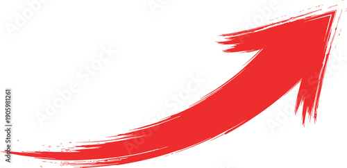 A red arrow pointing upwards with a brush stroke effect