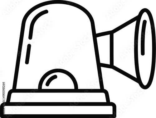 Simple line drawing of a traffic signal camera with directional speaker