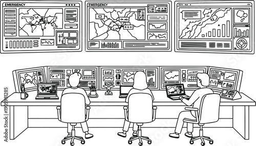 A vintage illustration of a busy office with employees working at desks and on tasks