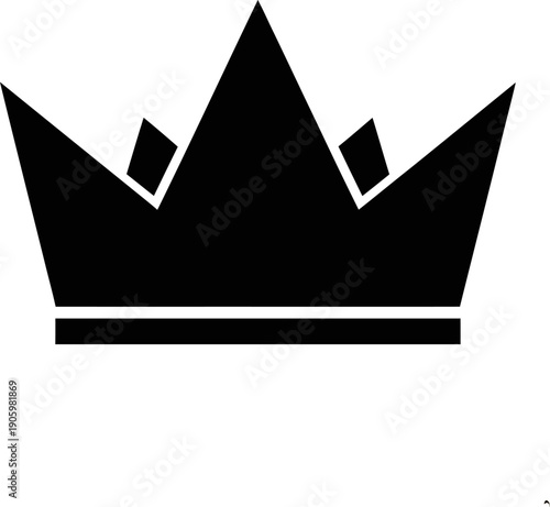 A black crown icon with white outline on a plain white background symbolizing royalty and power