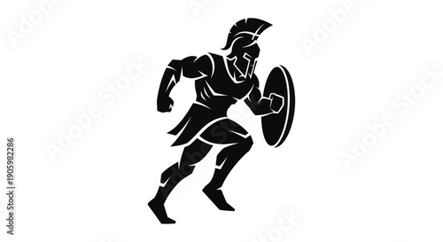Running warrior silhouette vector illustration