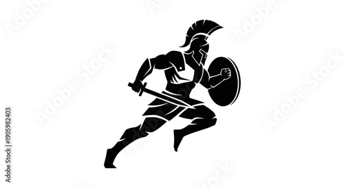 Running warrior silhouette vector