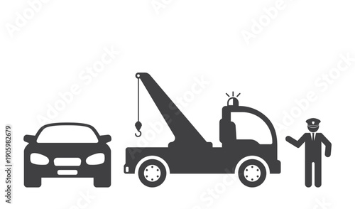 tow truck evacuator pick up car icon