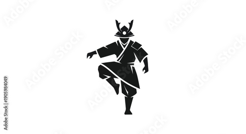 Samurai warrior silhouette on white
