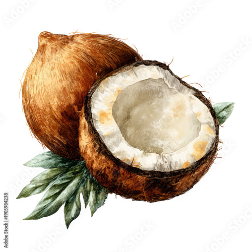 coconut on white background