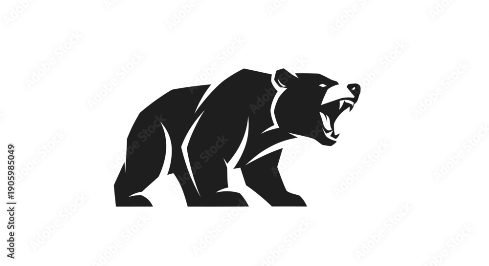 Fototapeta premium Roaring bear silhouette design