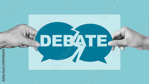 Fotografija Political Debate and Polarization Concept with Broken Speech Bubble, Elections,