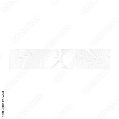 Clear Duct Tape Piece. Adhesive Plastic Stripe Texture. Realistic Torn Masking Tape Strip on Transparent Background. Poster Design Overlay Element.