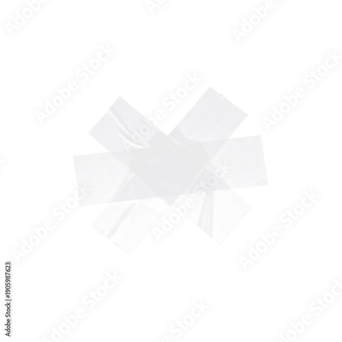 Clear Duct Tape Piece. Adhesive Plastic Stripe Texture. Realistic Torn Masking Tape Strip on Transparent Background. Poster Design Overlay Element.