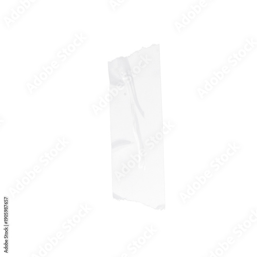 Clear Duct Tape Piece. Adhesive Plastic Stripe Texture. Realistic Torn Masking Tape Strip on Transparent Background. Poster Design Overlay Element.