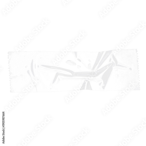 Clear Duct Tape Piece. Adhesive Plastic Stripe Texture. Realistic Torn Masking Tape Strip on Transparent Background. Poster Design Overlay Element.