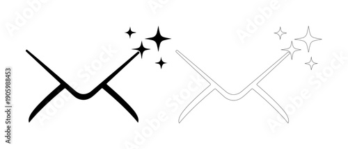 Simple magic wand with sparkling stars, symbolizing wishes and dreams