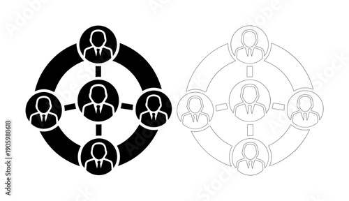 Teamwork and connection represented by a network of people icons
