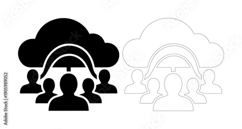 Digital cloud connection linking group of people for data sharing and collaboration