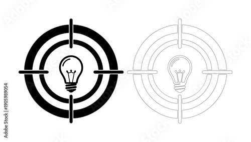 Lightbulb idea target symbol, representing innovation and inspiration focus